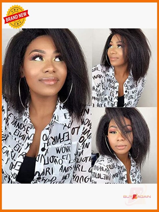 13x4 Lace Front Wig, 16 Inch, 180% Density Human Hair, Kinky Straight main image 5